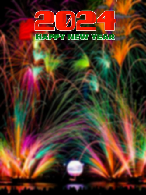 New Year 2024 Firework Blur Wallpaper HD Background Download