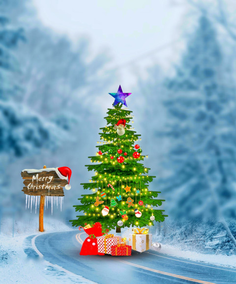 Photo Editing Christmas New Background Tree Wallpaper Full HD Pics