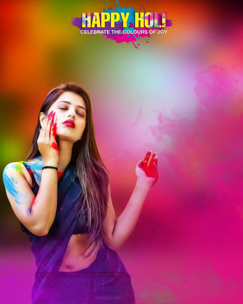 Photoshop Happy Holi Background For Editing with Girls Pic