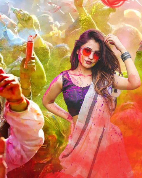 Photoshop Holi Background For Editing with Girl