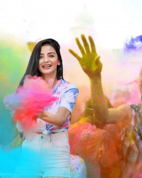 Photoshop Holi Background For Editing with Girl New