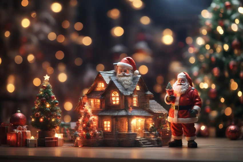 Photoshop Santa Claus And Christmas Tree Light Ball Background HD