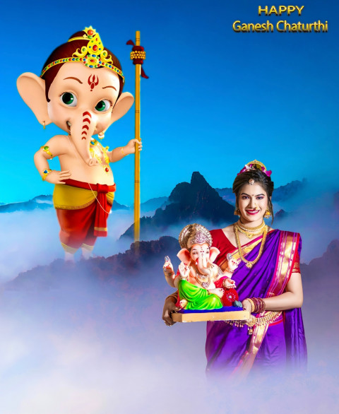 PicsArt CB Ganpati Bappa Morya Background With Girl For Editing