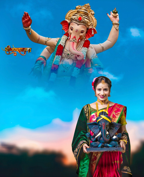 PicsArt CB Ganpati Bappa Morya Background With Girl For Editing