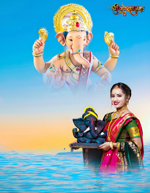 PicsArt CB Ganpati Bappa Morya Background With Girl For Editing DP