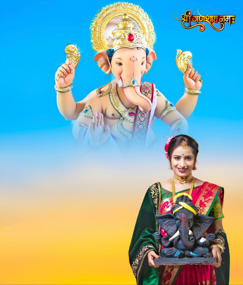 PicsArt CB Ganpati Bappa Morya Background With Girl For Editing New