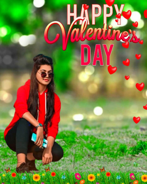 PicsArt Happy Valentine Day CB Background With Girl For Photoshop