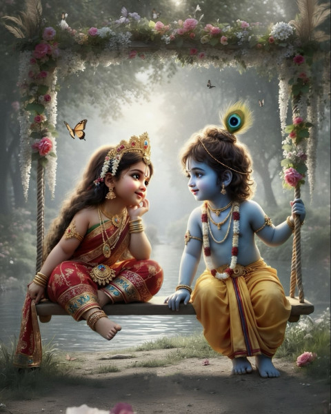 Radha Krishna Painting Wallpaper 4k Images Janmashtami