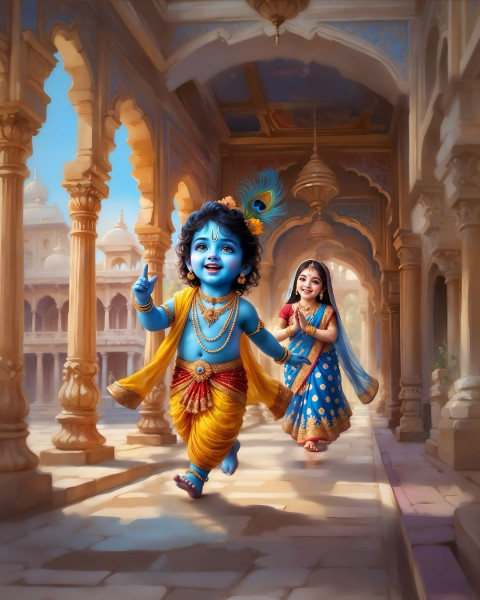Radha Krishna Painting Wallpaper 4k Images Janmashtami