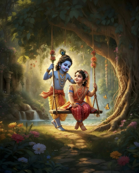 Radha Krishna Painting Wallpaper 4k Images Janmashtami