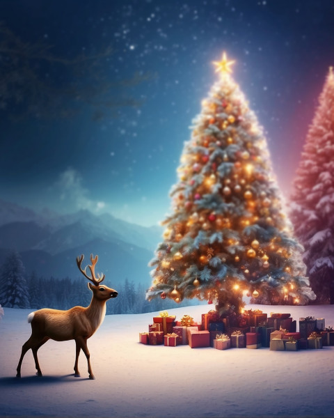 RainDeer Christmas Editing Background Tree Images For CB Editing Photo