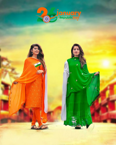 Republic Day 26 January Editing Background With Girl For Picsart & Photoshop