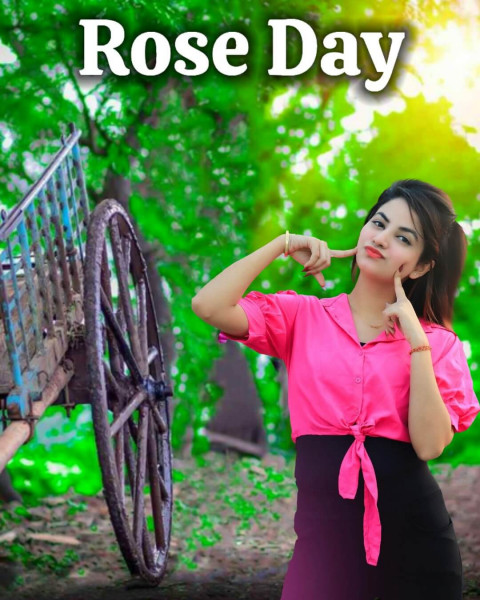 Rose Day Background With Girl For Valentine Day Photo Editing