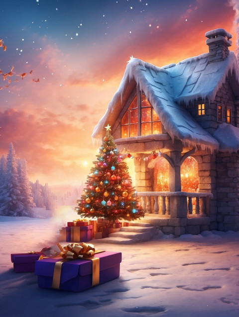 Santa Claus House For Merry Christmas Editing HD Background Free