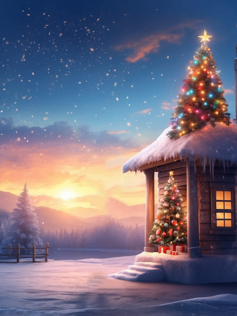 Santa Claus House For Merry Christmas Editing HD Background Free