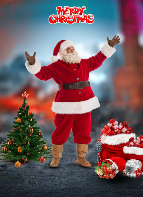 Santa Clus Merry Christmas Background CB Photoshop Editing