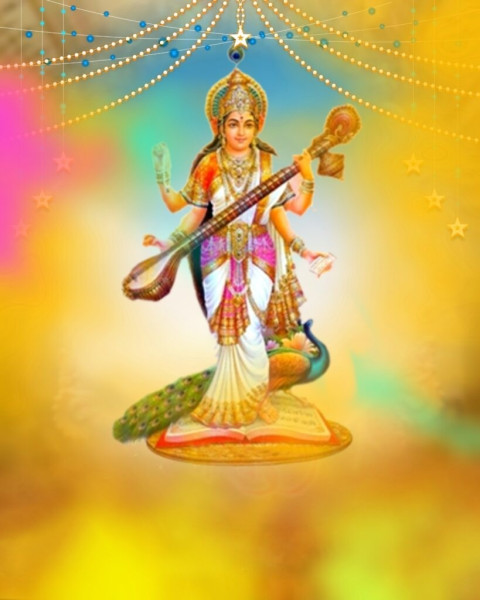 Saraswati Mata Photo Editing Background For CB Images