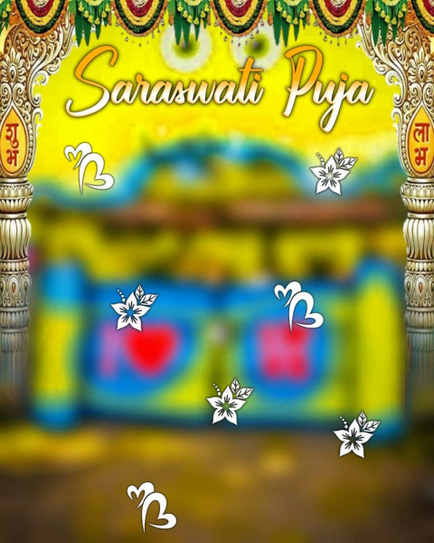 Saraswati Puja CB Editing Yellow Background HD Download