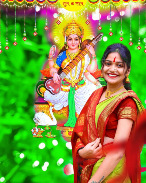 Saraswati Puja Special CB Editing Background Free Cute Girls