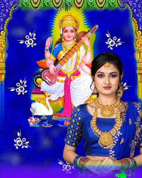 Saraswati Puja Special CB Editing Background Free Stock Girls Photos