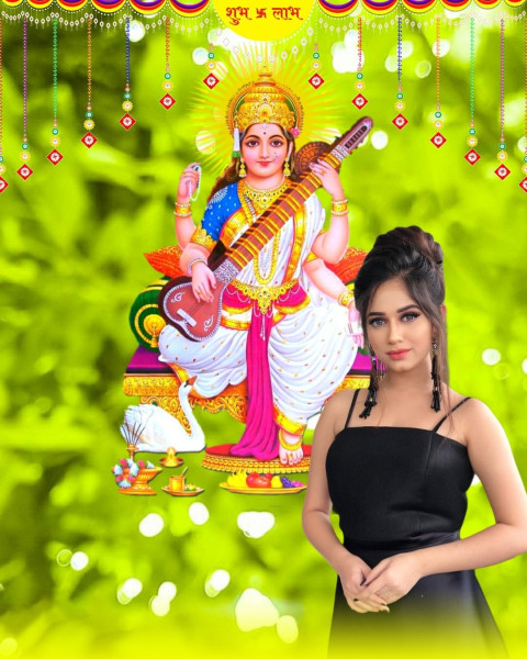 Saraswati Puja Special CB Editing Background with Girls Images HD