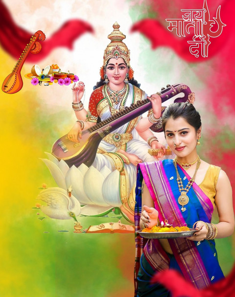 Sarswati Puja Background HD For Editing With Girl Picsart Photo