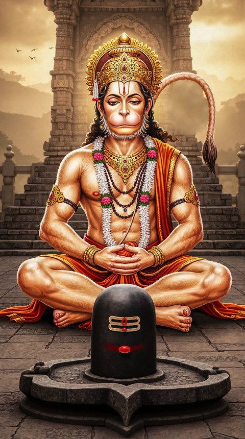 Sitting Hanuman Ji Background Wallpaper For Mobile Screen Image
