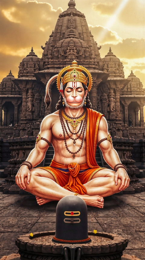 Sitting Hanuman Ji Background Wallpaper For Mobile Screen Image