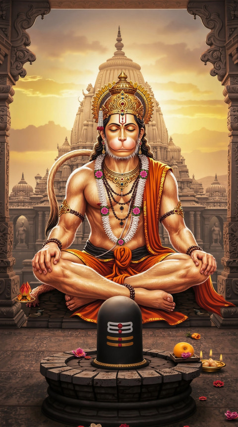 Sitting Hanuman Ji Background Wallpaper For Mobile Screen Image