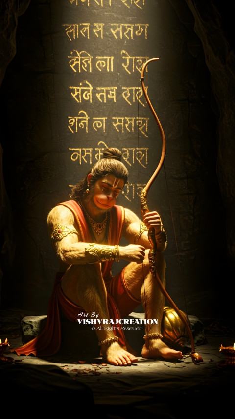 Sitting Hanuman JI Full Screen Mobile Wallpaper And IOS