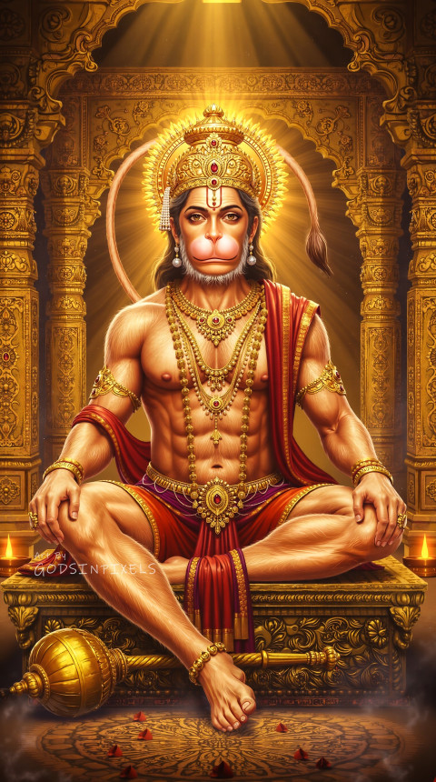Sitting Hanuman Ji Hd Wallpapers Free For Mobile Full Screen