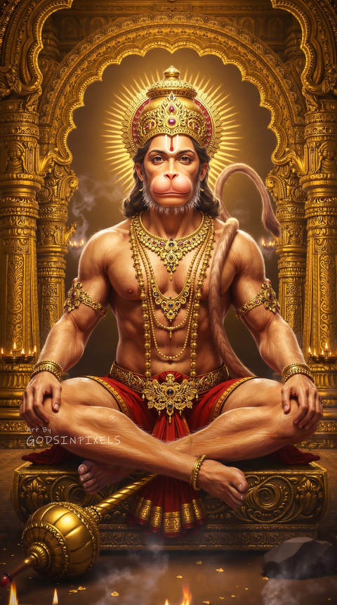 Sitting Hanuman Ji Hd Wallpapers Free For Mobile Full Screen Pic