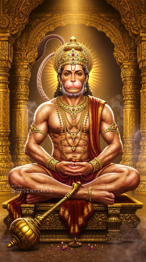Sitting Hanuman Ji Hd Wallpapers Free For Mobile Full Screen
