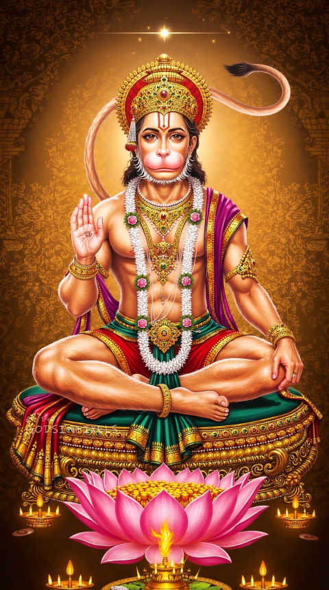 Sitting Hanuman Ji Photo Hd For Mobile Background Wallpaper