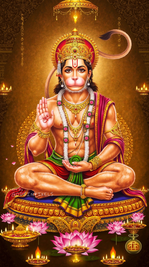 Sitting Hanuman Ji Photo Hd For Mobile Background Wallpaper