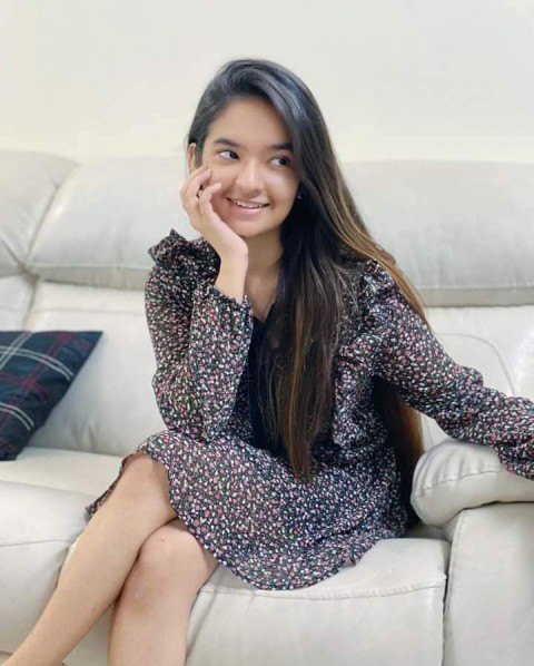 Sitting On Sofa Anushka Sen Photos