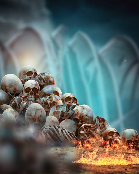 Skull With fire Poster Background Free Download