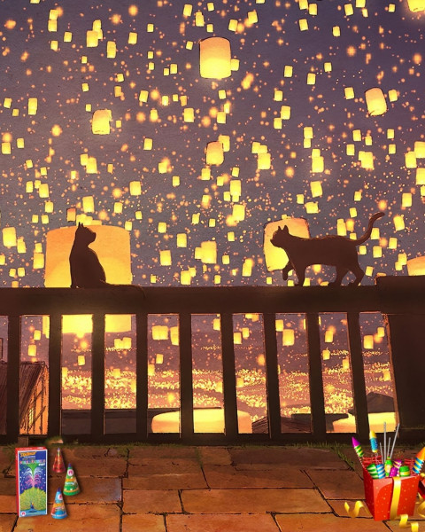 Sky Lanterns Editing Background Full HD