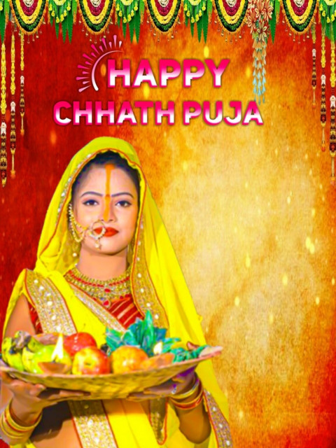 Snapseed Happy Chhath Puja Background Full HD With Girl