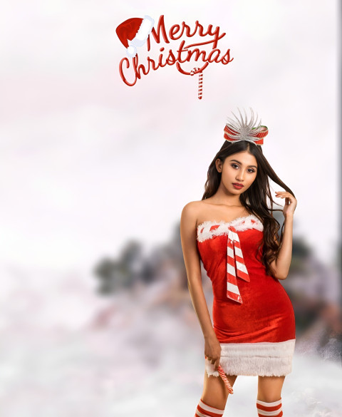 Snow Merry Christmas Girl Background Full HD Pictures For Editing Image