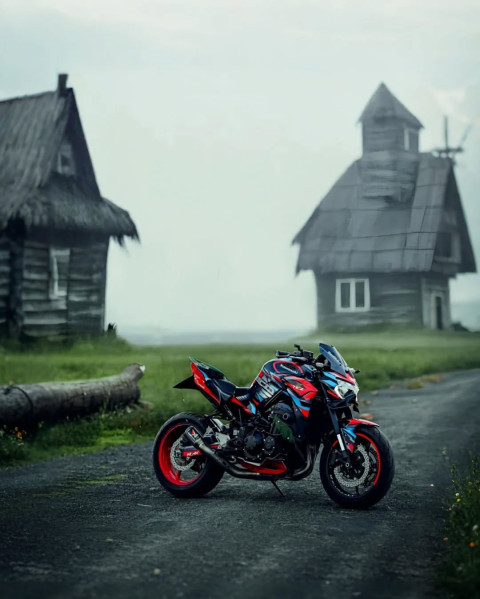 Stylish Bike And Sky Background For Editing Image