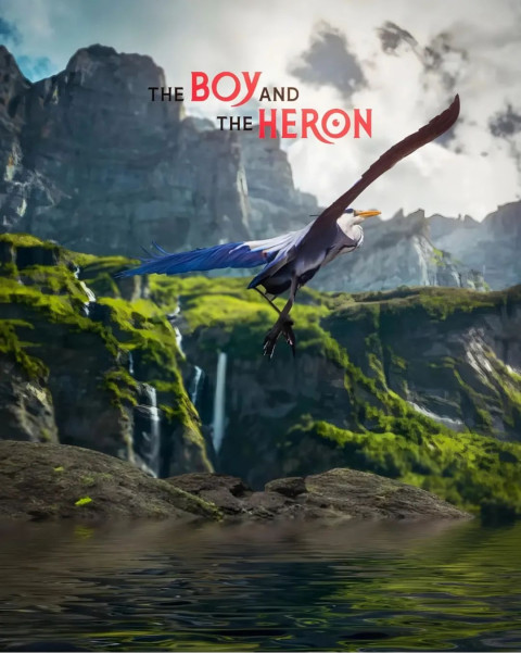 The Boy And The Heron Mountain Poster Background Stock Images