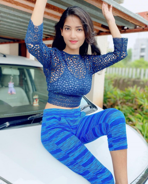 Tik To Star Angle Rai Blue Dress Pictures Full HD