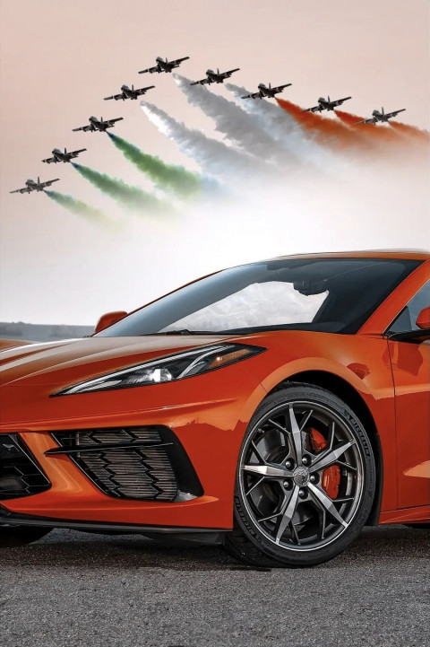 Tiranga Colour Indipendent Day Background with Car