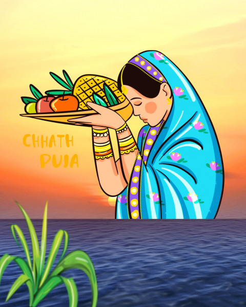 Underwater Chath Puja Photo Editing CB Backgrounds