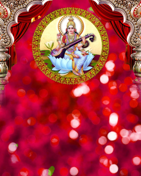 Vasant Panchami Saraswati Puja Photo Editing Red CB Background
