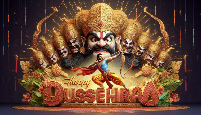 Vibrant Happy Dussehra visuals for tiktok videos
