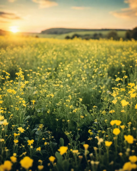 Yellow Flowers And Sky Colorful Background Editing